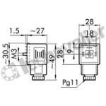 CDIN43650A-L48V CONNECTEUR LED.30 BROCHES EN U 18mm PG9 - 48V AC/DC