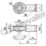 GA-50-63 TENON ROTULE AP6 - M16X1,5 CAMOZZI
