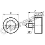 M063-P12 MANO. D63 0-12B RAR.1/4 SEC - BOITIER ABS - CAMOZZI